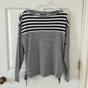 Chaps Navy and White Striped Long Sleeve Top